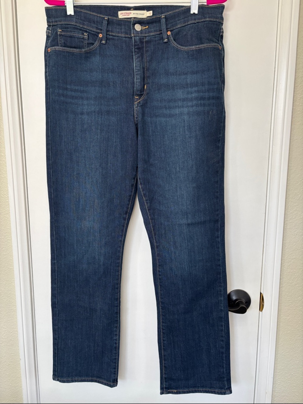 Levi's Dark Blue Mid Rise Straight Jeans